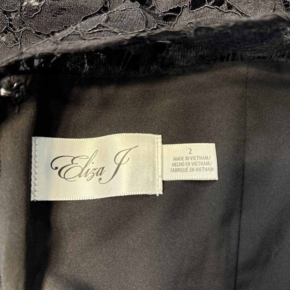 Eliza J Sheer Lace Overlay Black Cocktail Dress Sz 2 LBD Lined Goth Witchy - Picture 13 of 16